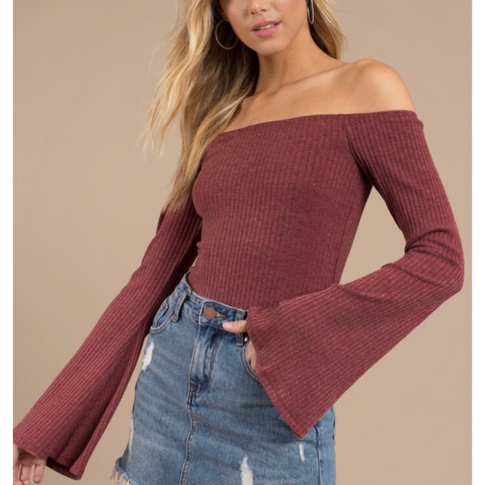 ESTELLE WINE BODYSUIT with bell sleeves